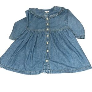 VTG Guess Baby Girls Light Denim Jean Dress Collared Button Size 4Y Made in USA